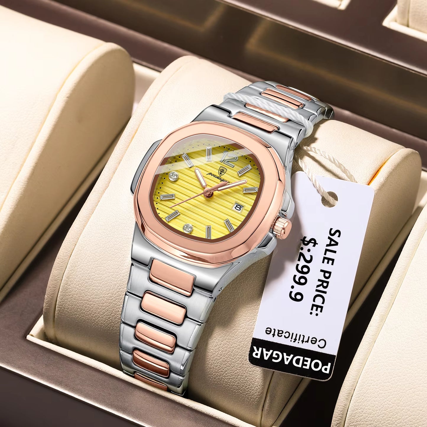 Luxury Watch for Woman Square Ladies Quartz Watch Luminous Waterproof Date Women'S Watches Dress Female Clock Reloj+Box