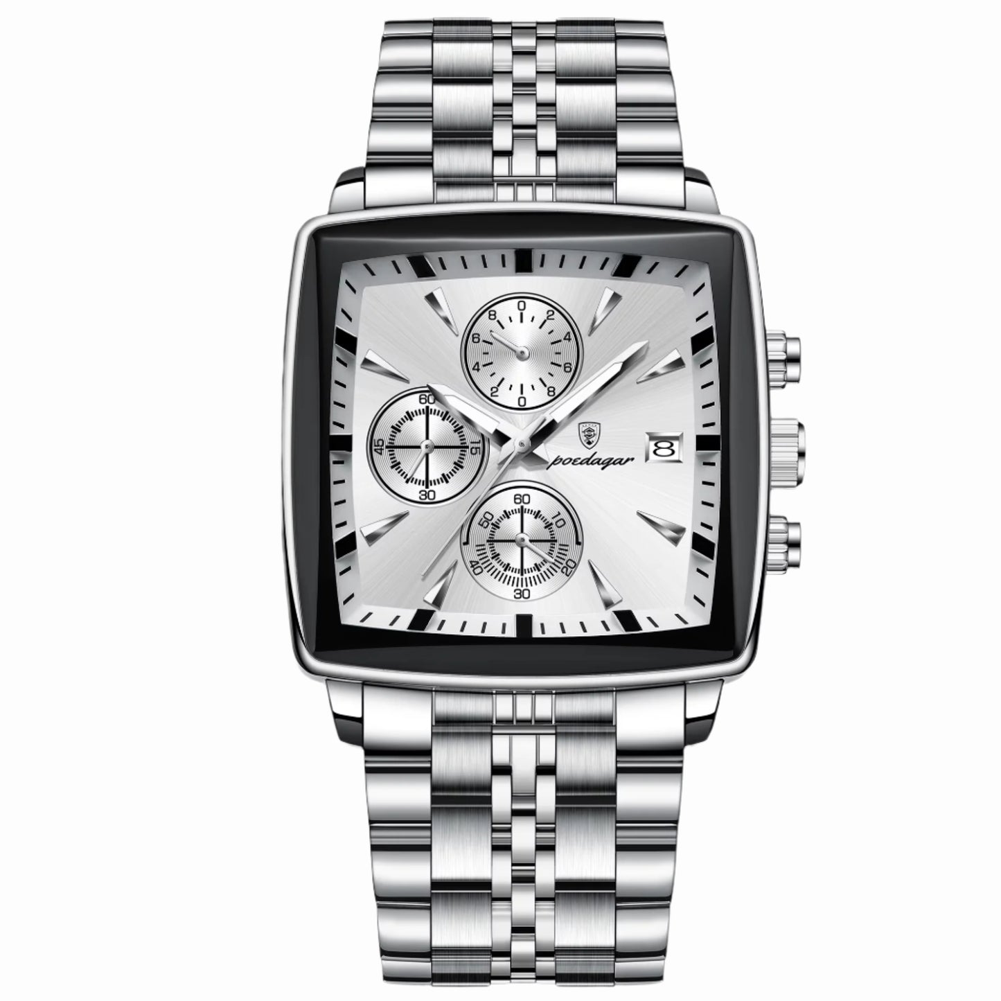Luxury Square Sport Man Wristwatch Waterproof Luminous Chronograph Quartz Men'S Watches Stainless Steel Men Watch Reloj