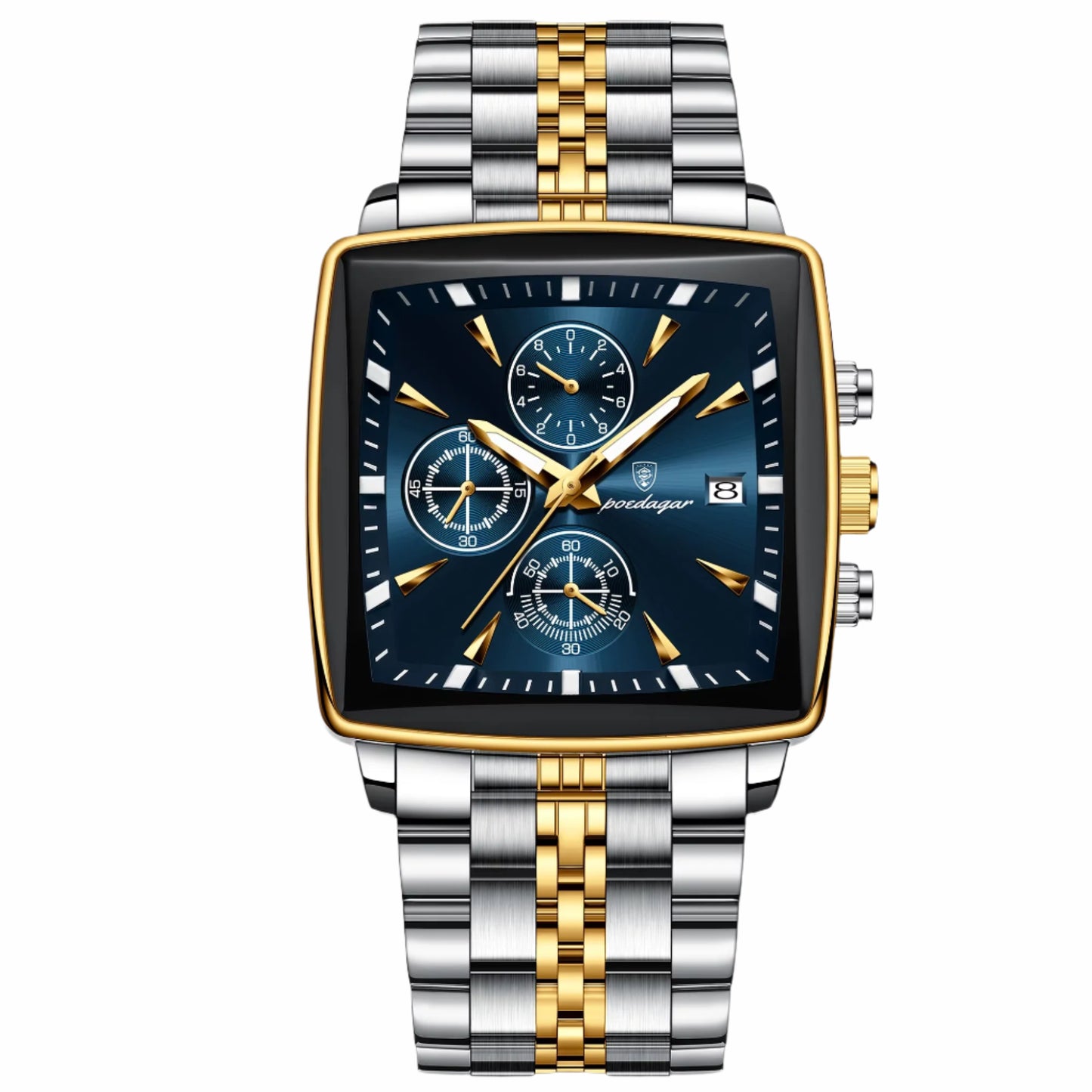 Luxury Square Sport Man Wristwatch Waterproof Luminous Chronograph Quartz Men'S Watches Stainless Steel Men Watch Reloj