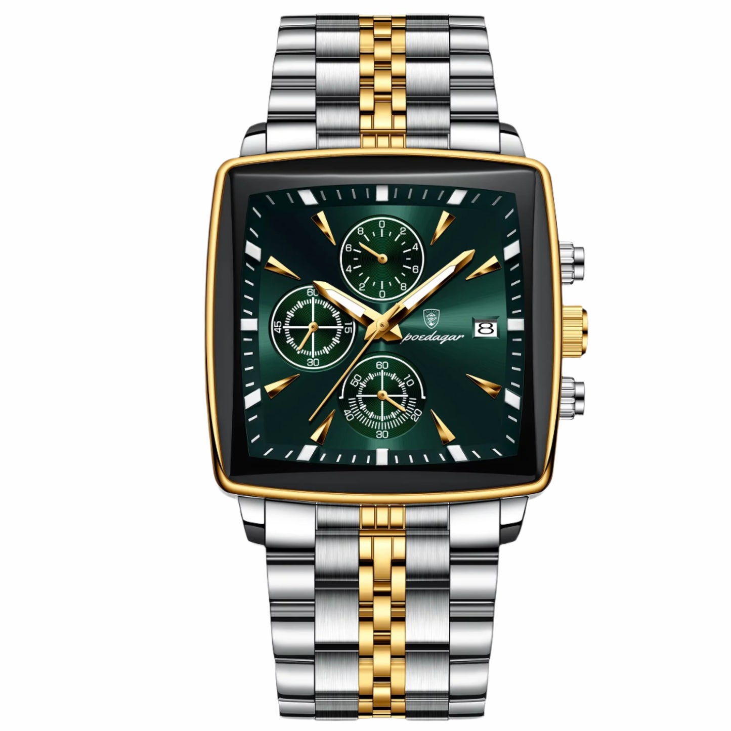 Luxury Square Sport Man Wristwatch Waterproof Luminous Chronograph Quartz Men'S Watches Stainless Steel Men Watch Reloj