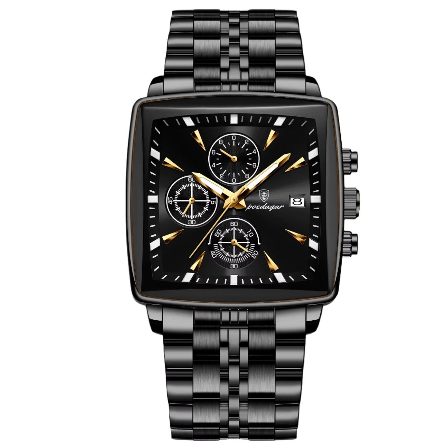 Luxury Square Sport Man Wristwatch Waterproof Luminous Chronograph Quartz Men'S Watches Stainless Steel Men Watch Reloj