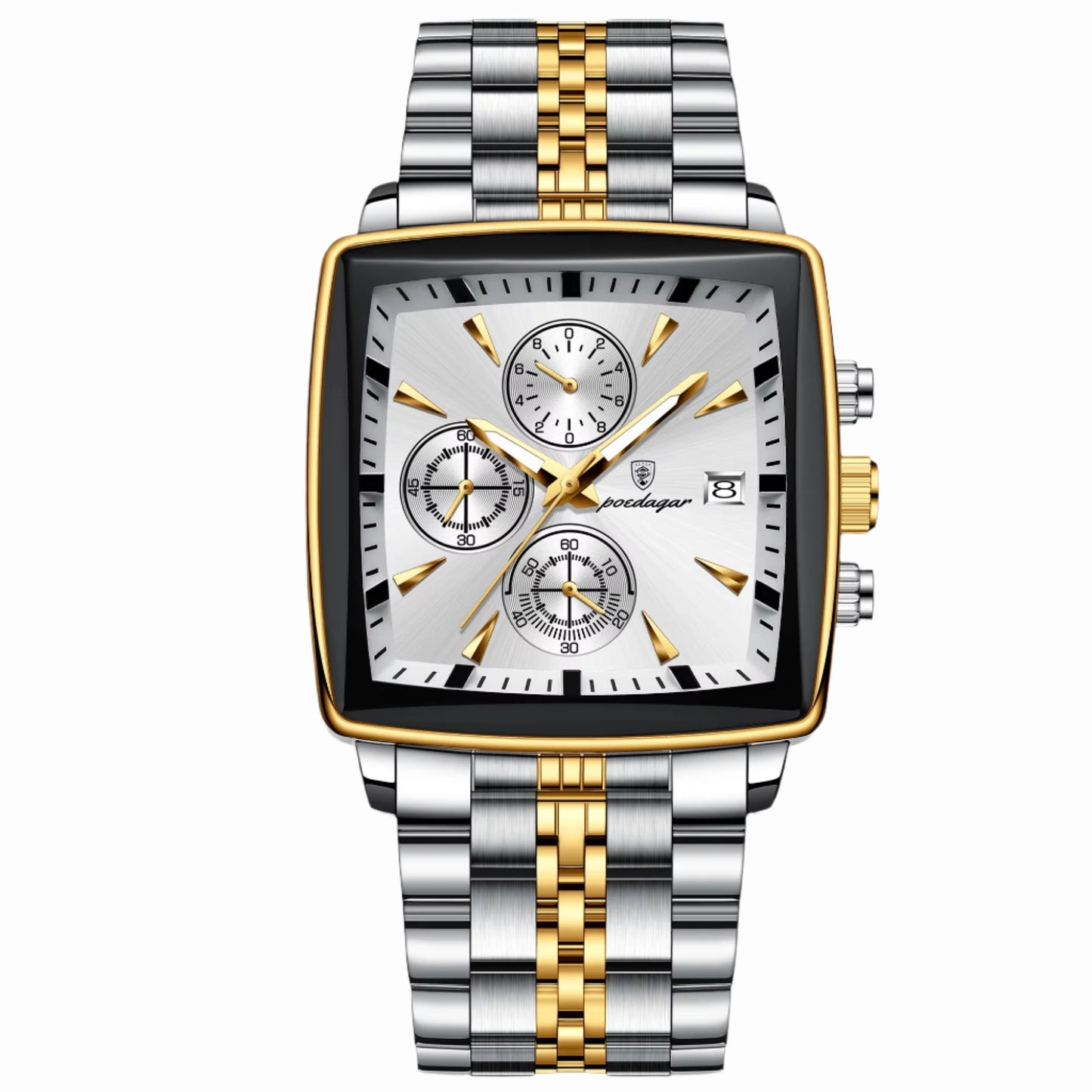 Luxury Square Sport Man Wristwatch Waterproof Luminous Chronograph Quartz Men'S Watches Stainless Steel Men Watch Reloj