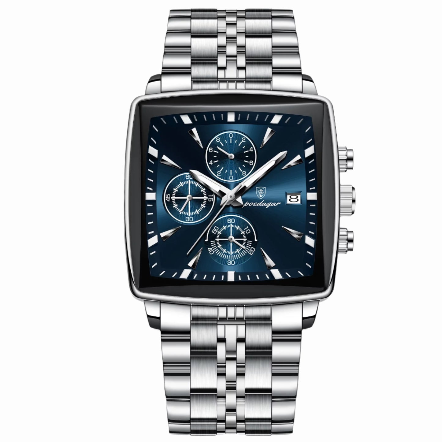Luxury Square Sport Man Wristwatch Waterproof Luminous Chronograph Quartz Men'S Watches Stainless Steel Men Watch Reloj