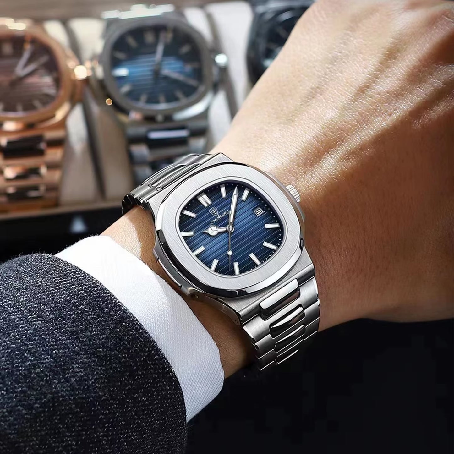 Luxury Watch for Man Waterproof Luminous Date Men Wristwatch Square Stainless Steel Business Men'S Quartz Watches Reloj