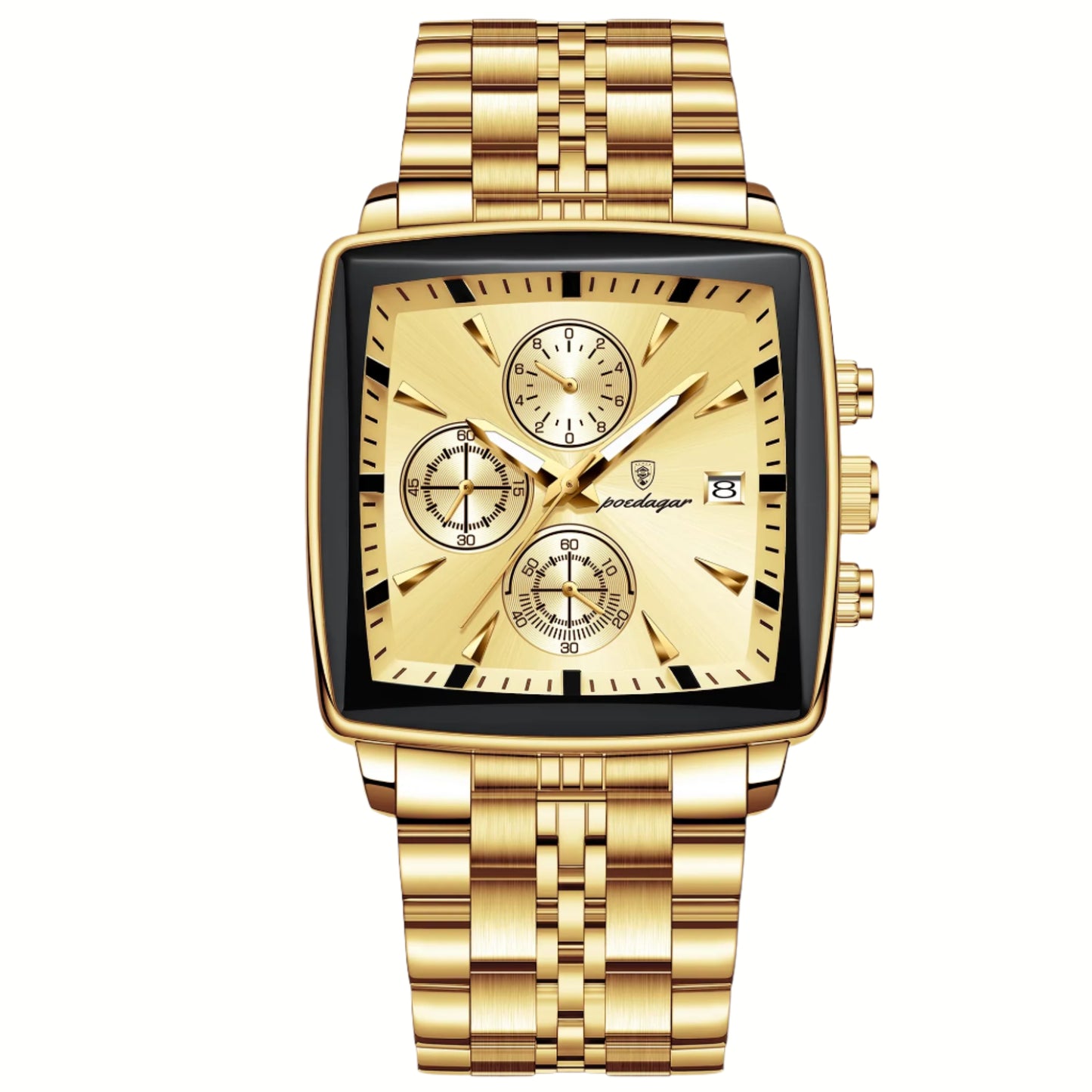 Luxury Square Sport Man Wristwatch Waterproof Luminous Chronograph Quartz Men'S Watches Stainless Steel Men Watch Reloj