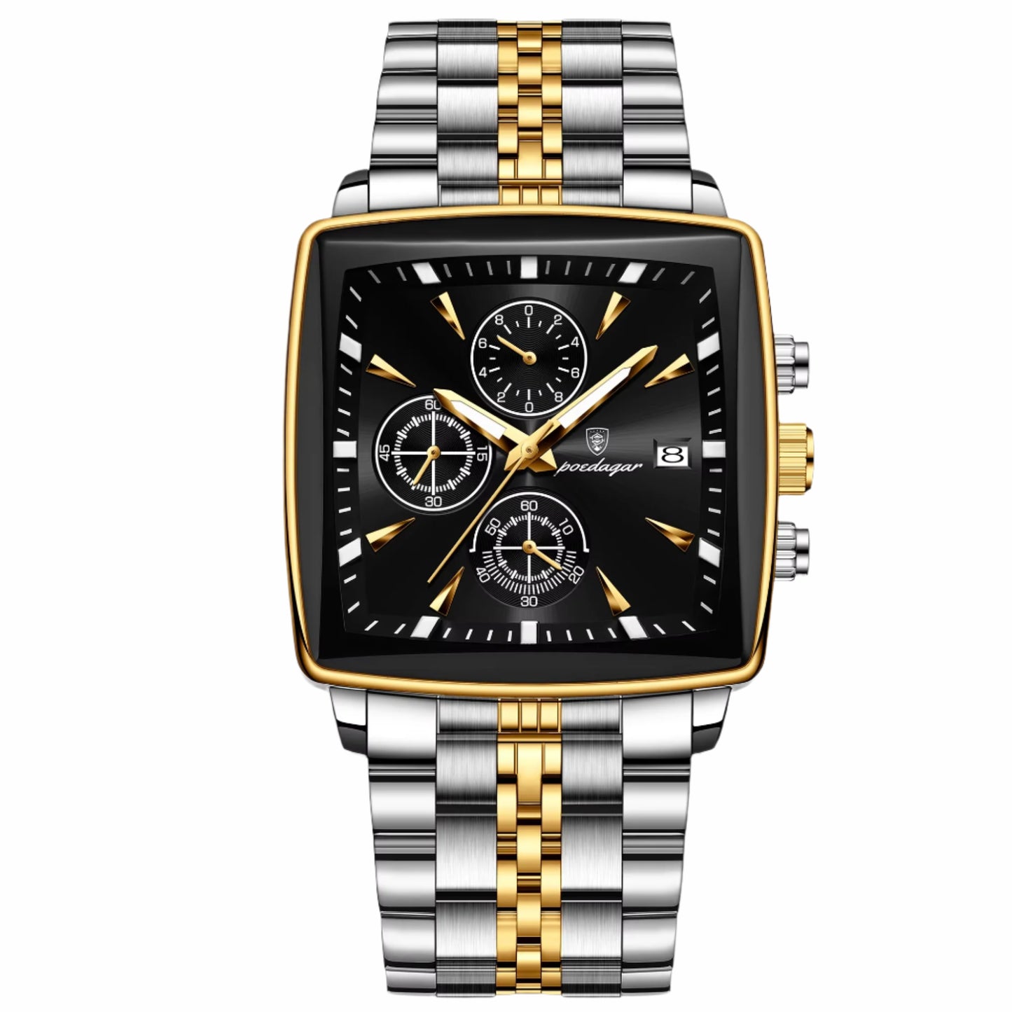 Luxury Square Sport Man Wristwatch Waterproof Luminous Chronograph Quartz Men'S Watches Stainless Steel Men Watch Reloj