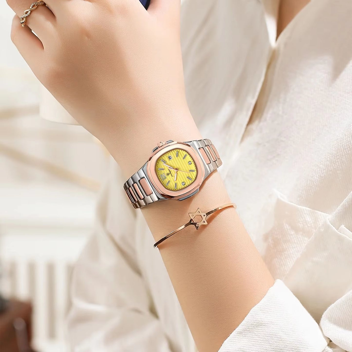 Luxury Watch for Woman Square Ladies Quartz Watch Luminous Waterproof Date Women'S Watches Dress Female Clock Reloj+Box