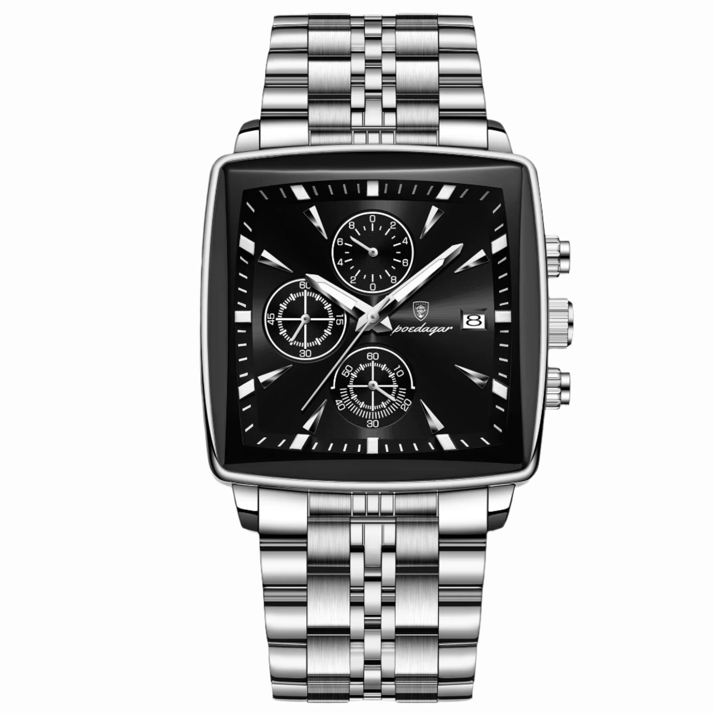 Luxury Square Sport Man Wristwatch Waterproof Luminous Chronograph Quartz Men'S Watches Stainless Steel Men Watch Reloj