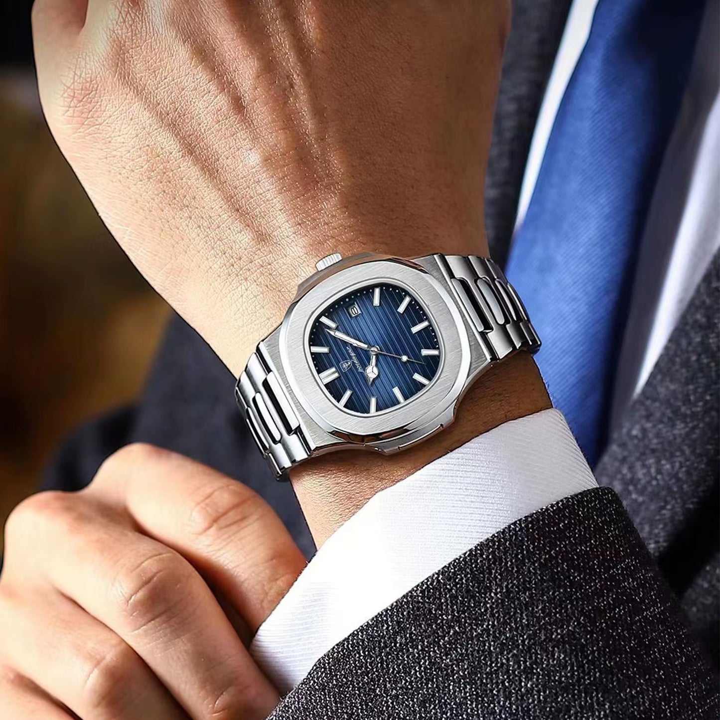 Luxury Watch for Man Waterproof Luminous Date Men Wristwatch Square Stainless Steel Business Men'S Quartz Watches Reloj