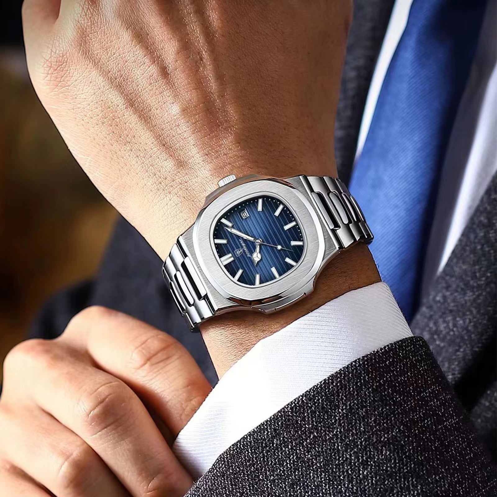 Luxury Watch for Man Waterproof Luminous Date Men Wristwatch Square Stainless Steel Business Men'S Quartz Watches Reloj