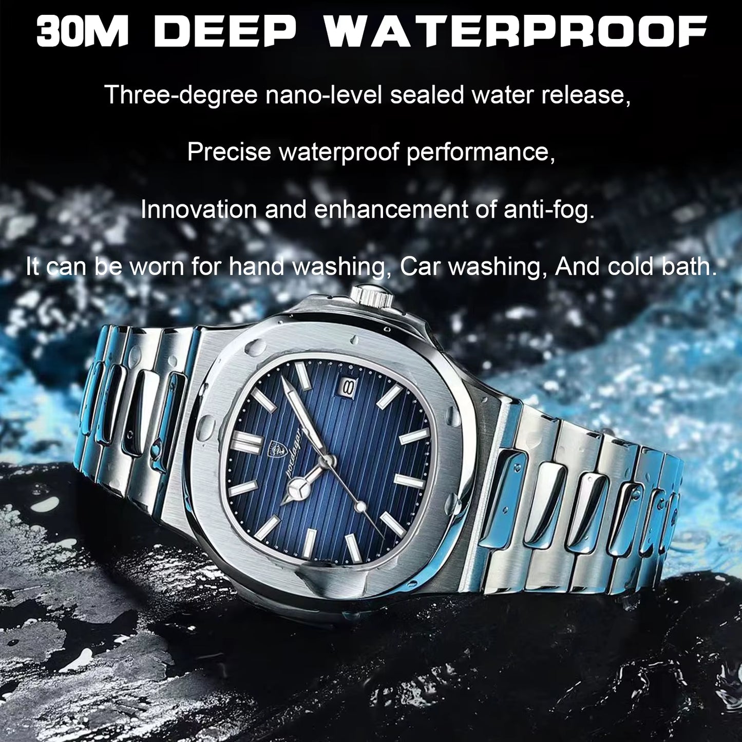 Luxury Watch for Man Waterproof Luminous Date Men Wristwatch Square Stainless Steel Business Men'S Quartz Watches Reloj