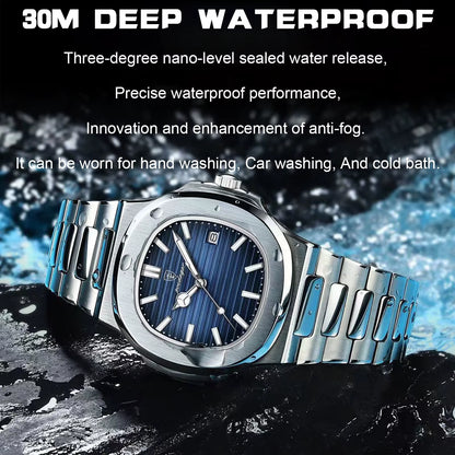 Luxury Watch for Man Waterproof Luminous Date Men Wristwatch Square Stainless Steel Business Men'S Quartz Watches Reloj