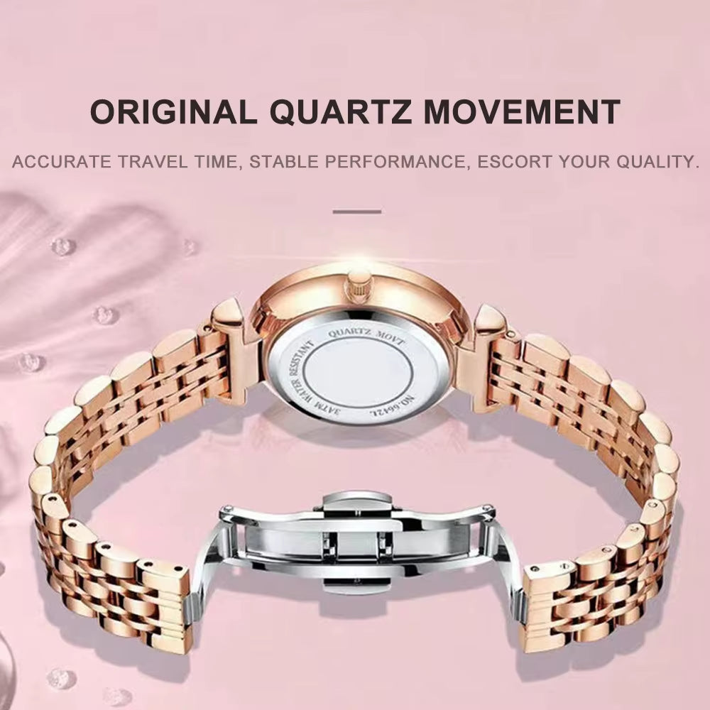 Luxury Woman Wristwatch Elegant Waterproof Stainless Steel Watch for Ladies Dress Diamond Quartz Women'S Watches Reloj