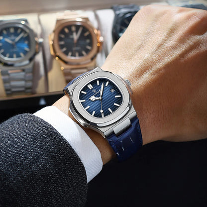 Top Luxury Man Watch Date Waterproof Luminous Leather Watches for Men High Quality Square Men'S Quartz Wristwatch Reloj